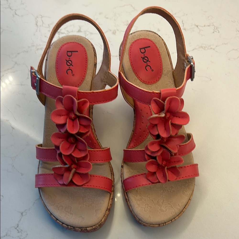 b.o.c. Coral Floral Strap Sandals